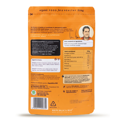 Curcuma (turmeric), pulbere ecologica pura Republica BIO, 100 g
